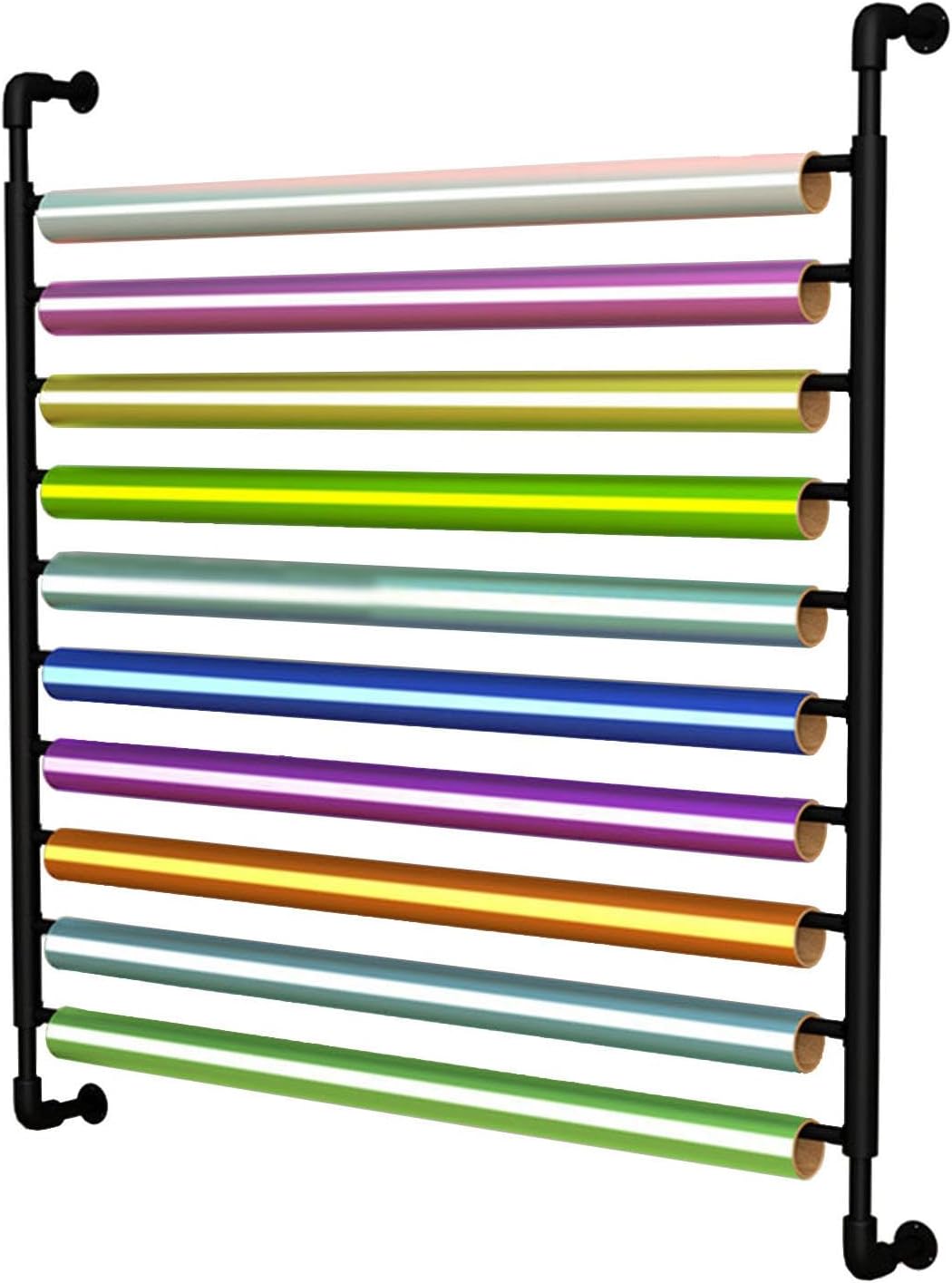 10/20 Roll Wall Mount Storage Rack - Adjustable Metal Holder for Car Vinyl Wraps, Color Change Film, and Fabric Spools - Organize Your Workspace Efficiently (Height 200cm)