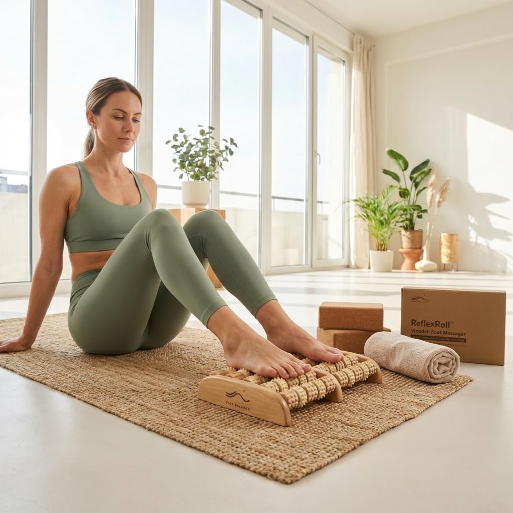 ReflexRoll Fußmassageroller aus Holz, 50 Rollen, 29 cm