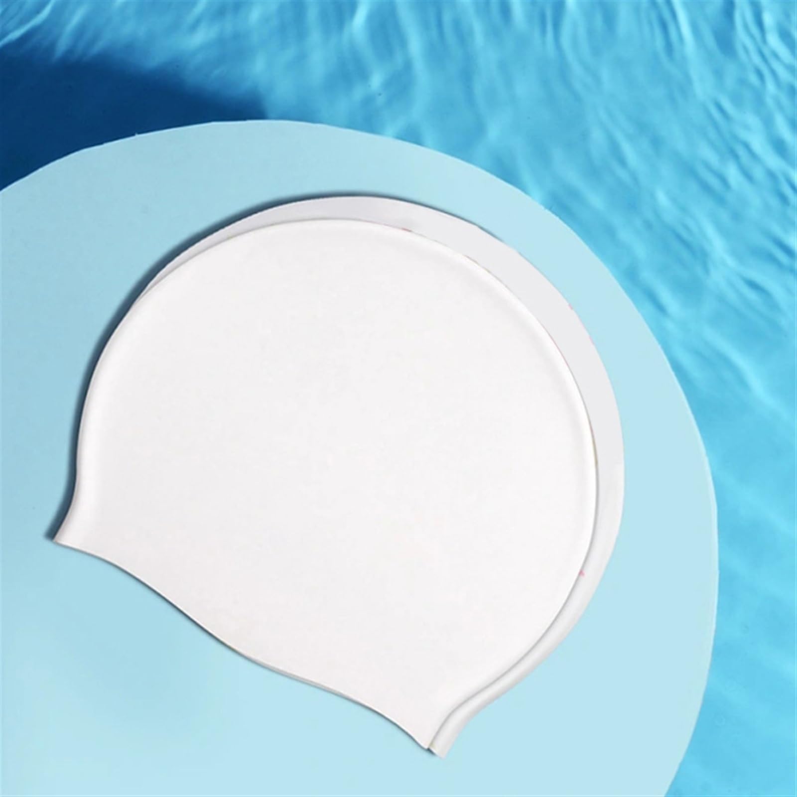 Cuffia da nuoto in silicone impermeabile, cuffia da nuoto per uomini, donne, adulti e bambini, per piscina con capelli lunghi, per immersioni e nuoto (nera)