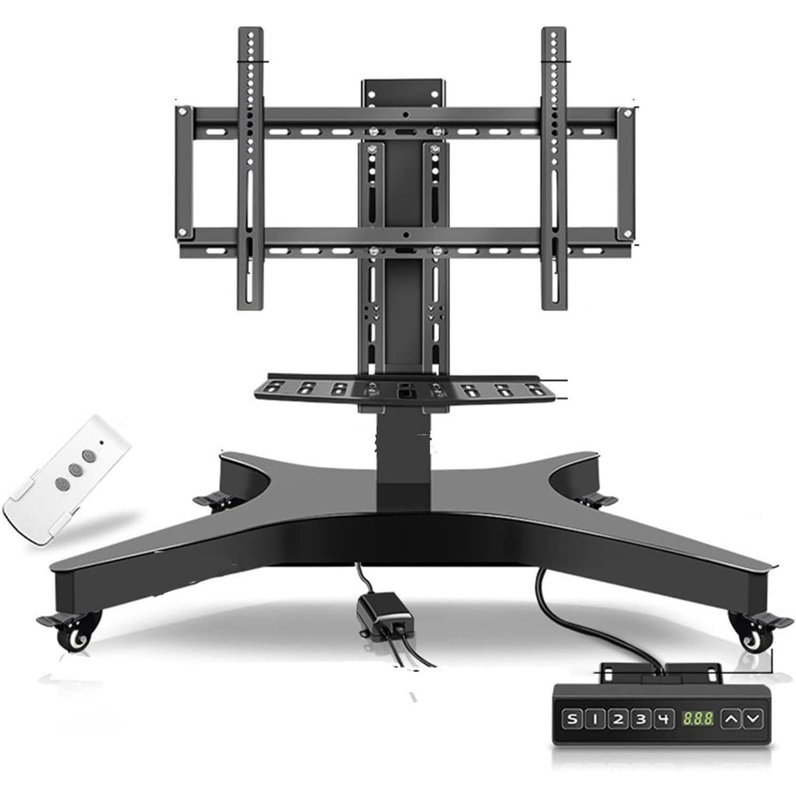 HPTHLY Rolling Tv Stand - Motorized Tv Mount - Motorized Tv Lift, Tv Floor Stand With Wheels, Mobile Tv Stand Cart With Height Adjustable, 4 Step Height Memory Function, Fits 32-75 I