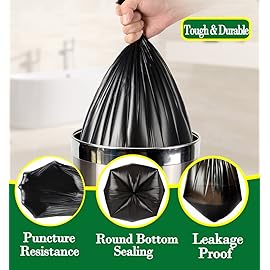 Hommaly 1.2 Gallon 240 pcs Small Black Trash Bags, Strong Garbage Bags, Bathroom Trash Can Bin Liners Unscented, Mini Plastic Bags for Office, Waste Basket Liner, Fit 4.5,5,6 Liters, 0.5,0.8,1,1.2 Gal