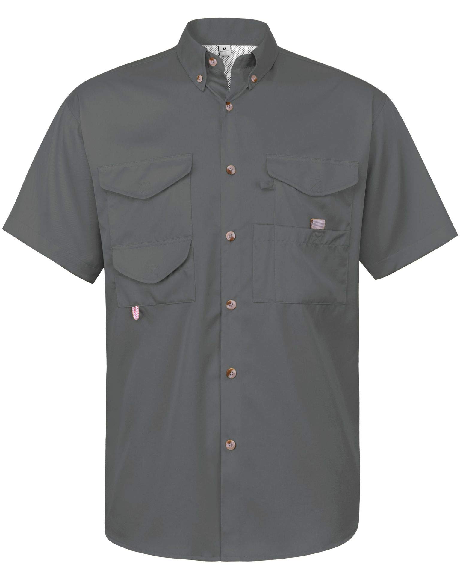 Alimens &amp; Gentle Short Sleeve Fishing Shirt Wicking Fabric Sun Protection Casual Button Down Shirts