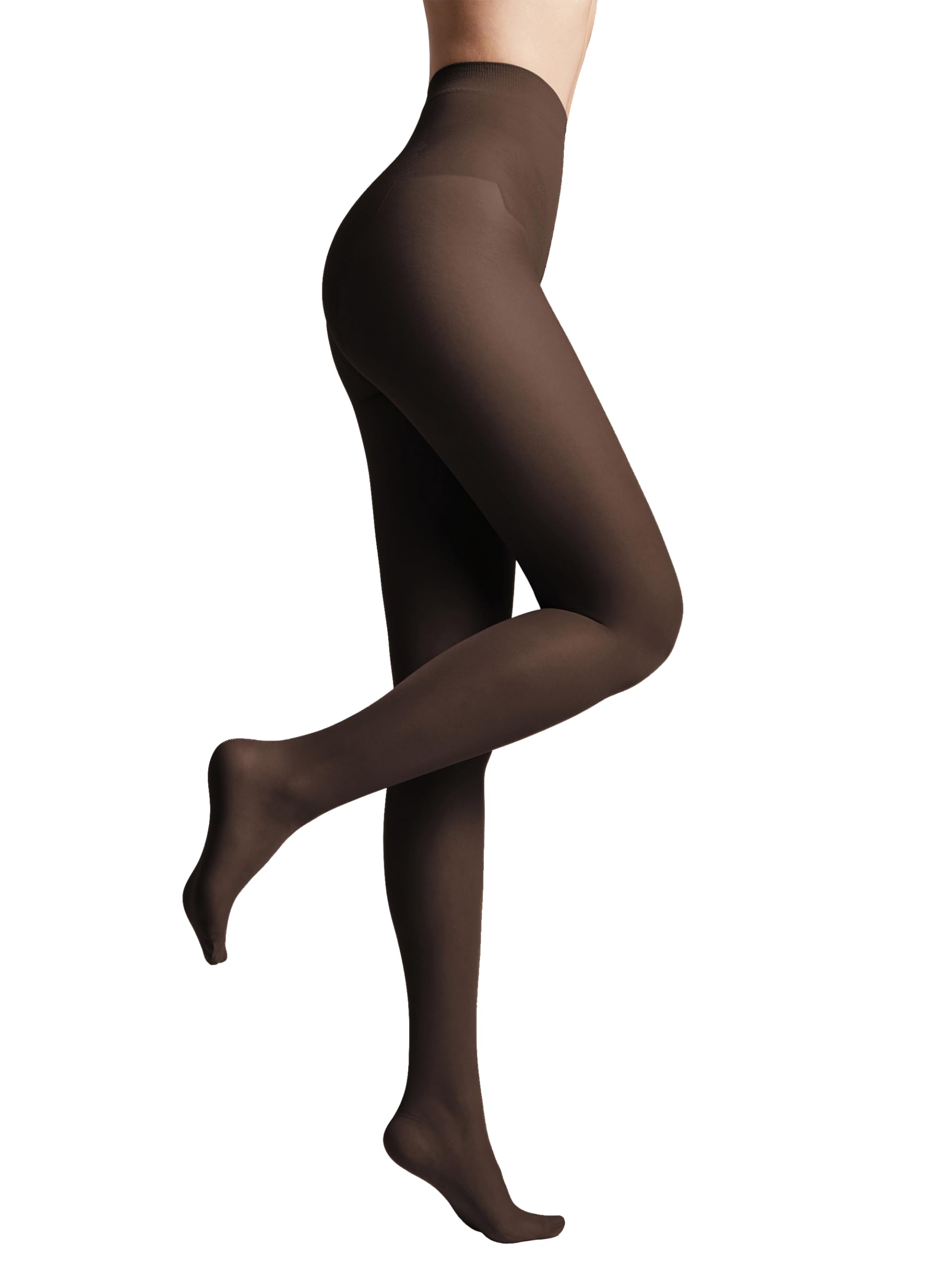 Conte Elegant Women's Black (Nero) Conte French Cut Sheer Pantyhose Tights With Lace Top Panties Bikini 20 Den, Small