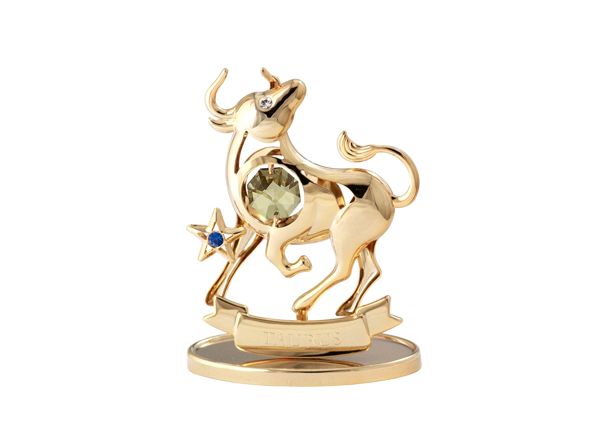 CRYSTOCRAFT Taurus Gift, Constellation Ornament with Austrian Crystal, Zodiac Sign Crystal Ornament, Constellation Decor Collection Gift for Birthday Christmas (Taurus(Gold))