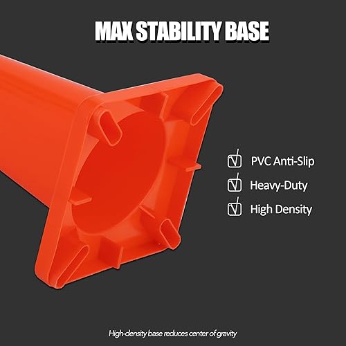 Miniatura 5 de Towallmark 12 Pack Traffic Cones 28 inch, Safety Cones, PVC Orange Cones with Reflective Collars, Parking Training Construction Plastic Road Cones
