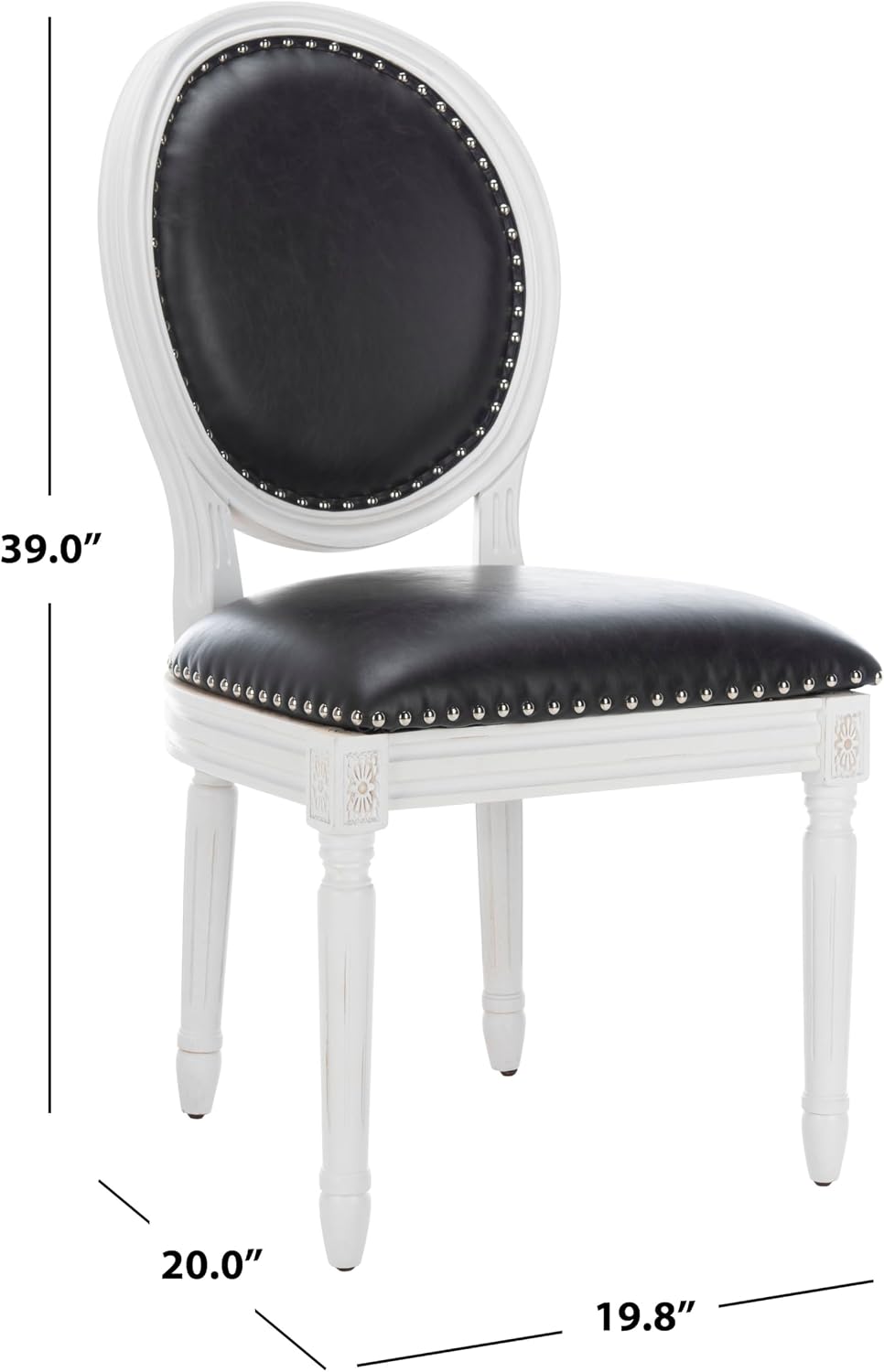Safavieh Home Collection Holloway 19''H French Brasserie Linen Oval Black Pu and Cream Side Chair