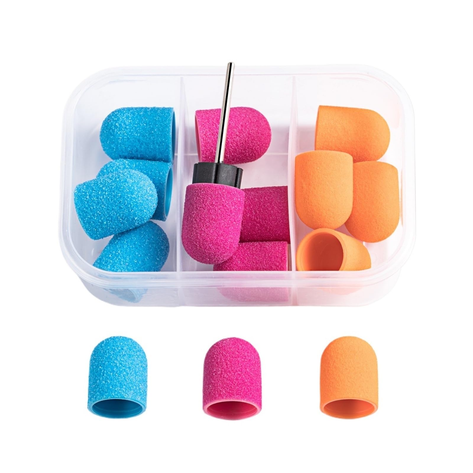 Tapa de lijado de uñas con broca de mandril de goma for manicura y pedicura, 15 Uds.(C-15pcs)
