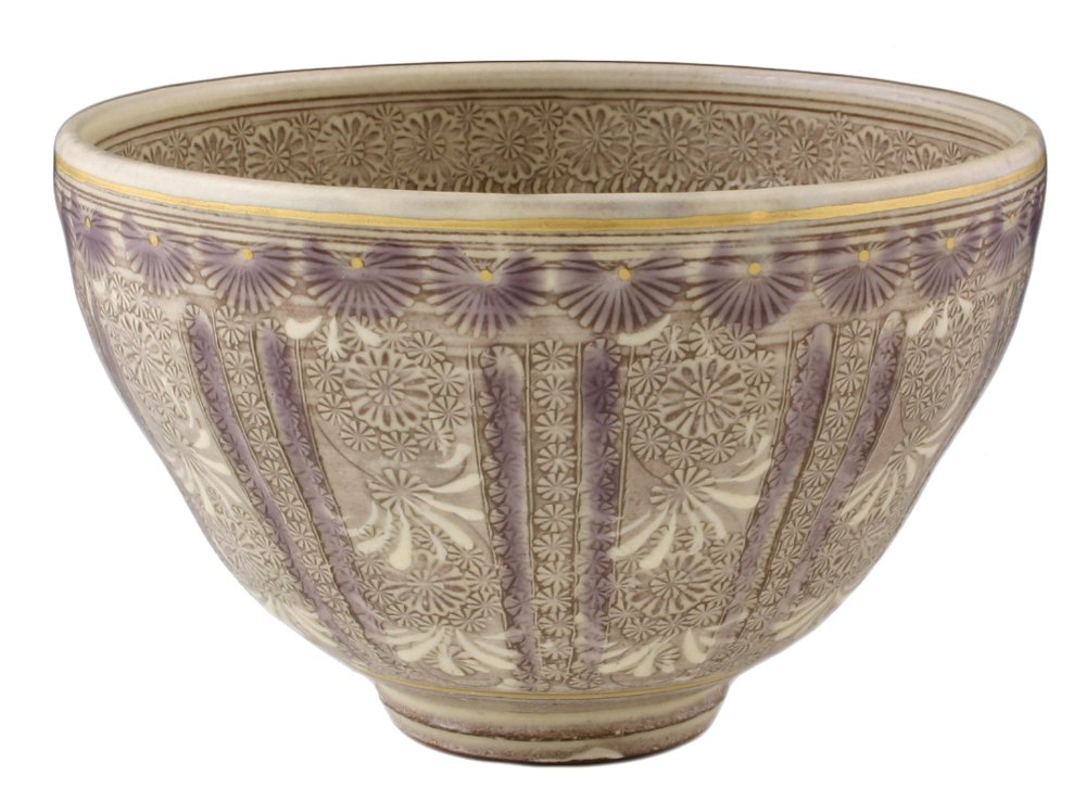 Amazon｜京焼 清水焼 陶楽窯 抹茶碗 (桐箱入) 紫彩華紋 TTS772｜抹茶碗  