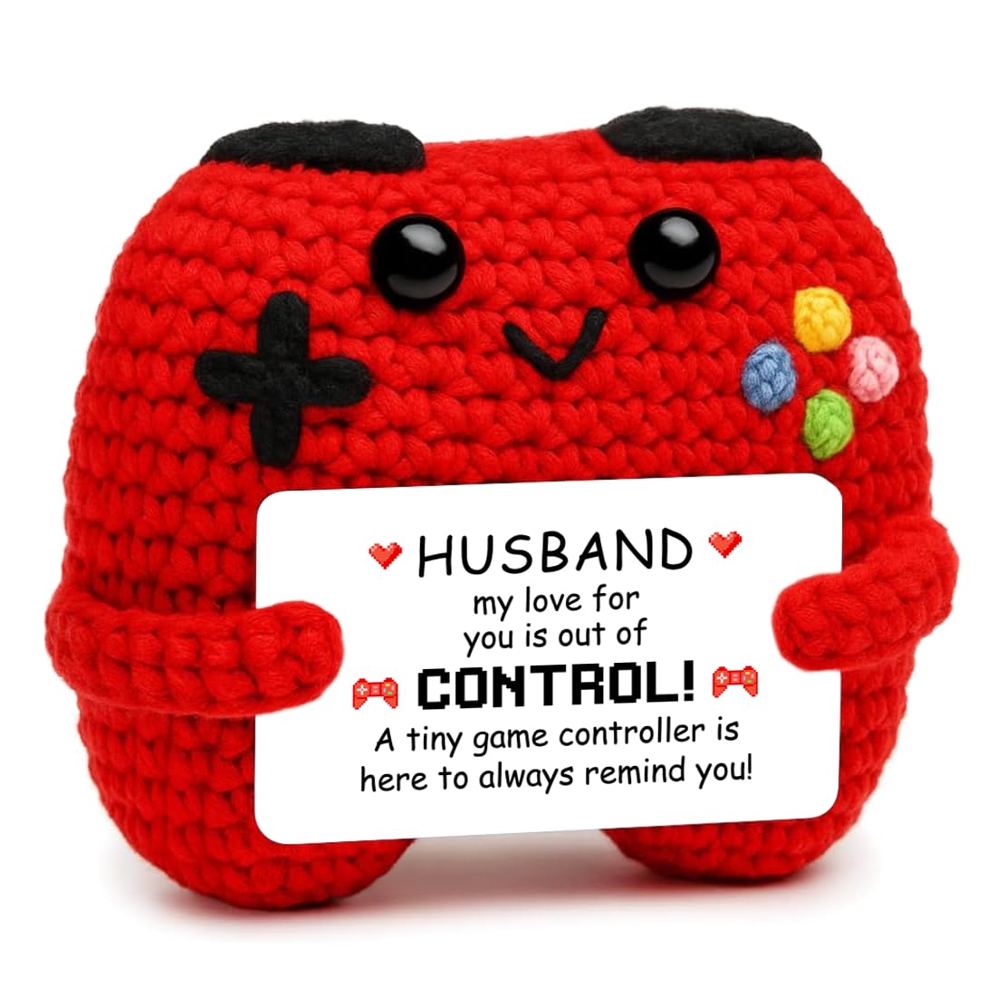 HUKUMA Gehäkelter Gamecontroller, Ich Liebe Dich Geschenke für Ehemann,Romantisches Geschenk Pocket Hug Positive Gamecontroller Plüsch,Lustige Kleines Geschenk für Valentinstag Hochzeit Jahrestag