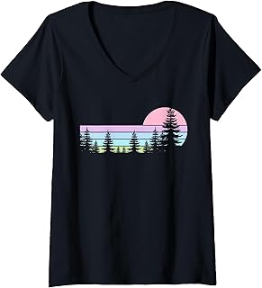 Womens Trees Tshirt Wildlife Nature Vintage Forest Woods Outdoor V-Neck T-Shirt