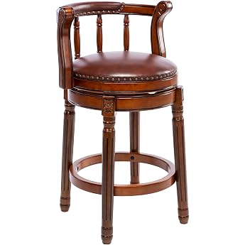 1 Piece Leather Cowhide Bar Stool Seat Height 26 Inch Swivel Chair for Home Kitchen Counter Morden Chair Dining Restaurant Study and Pub