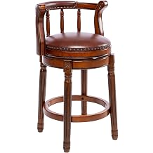 Cow top Leather Wooden Bar Stools, 360 Degree Swivel Bar Height Chair with Backs for Home Kitchen Counter, Morden Chair Barstools Brown 1pc, Counter Height-Seat Height 26