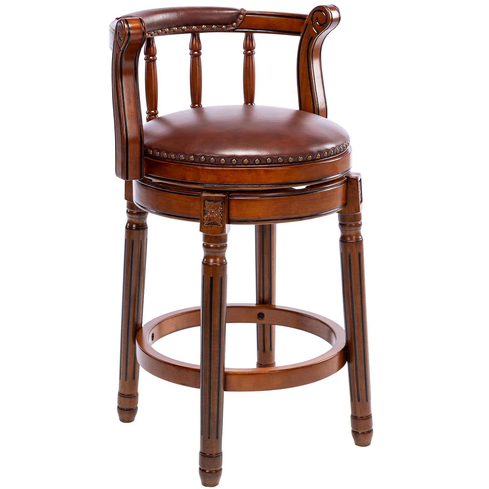 Amazon.com: AULIFE Cow top Leather Wooden Bar Stools, 360 Degree