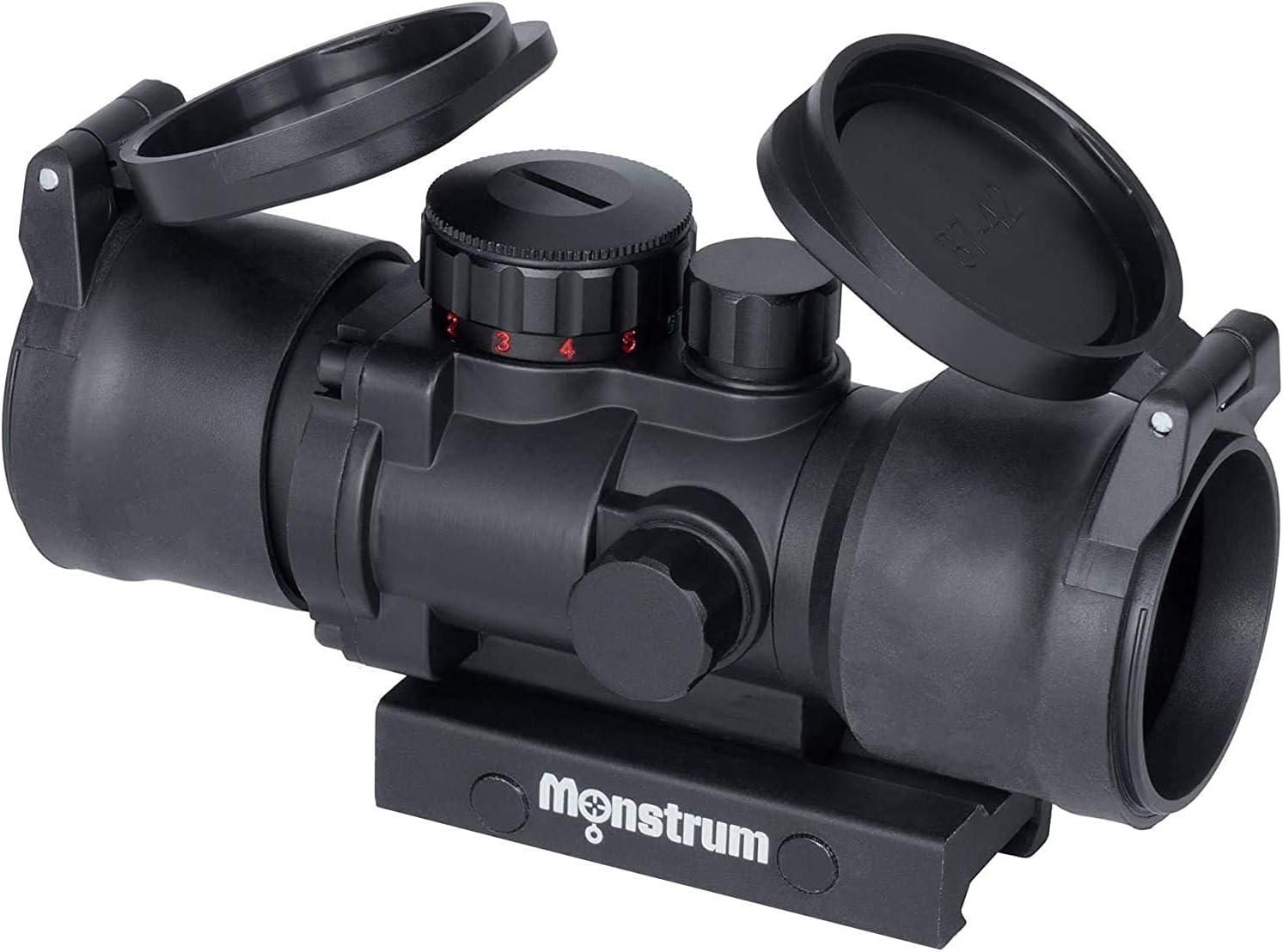 Monstrum S330P 3X Prism Scope | Monstrum Flip Up Lens Cover Set | Bundle