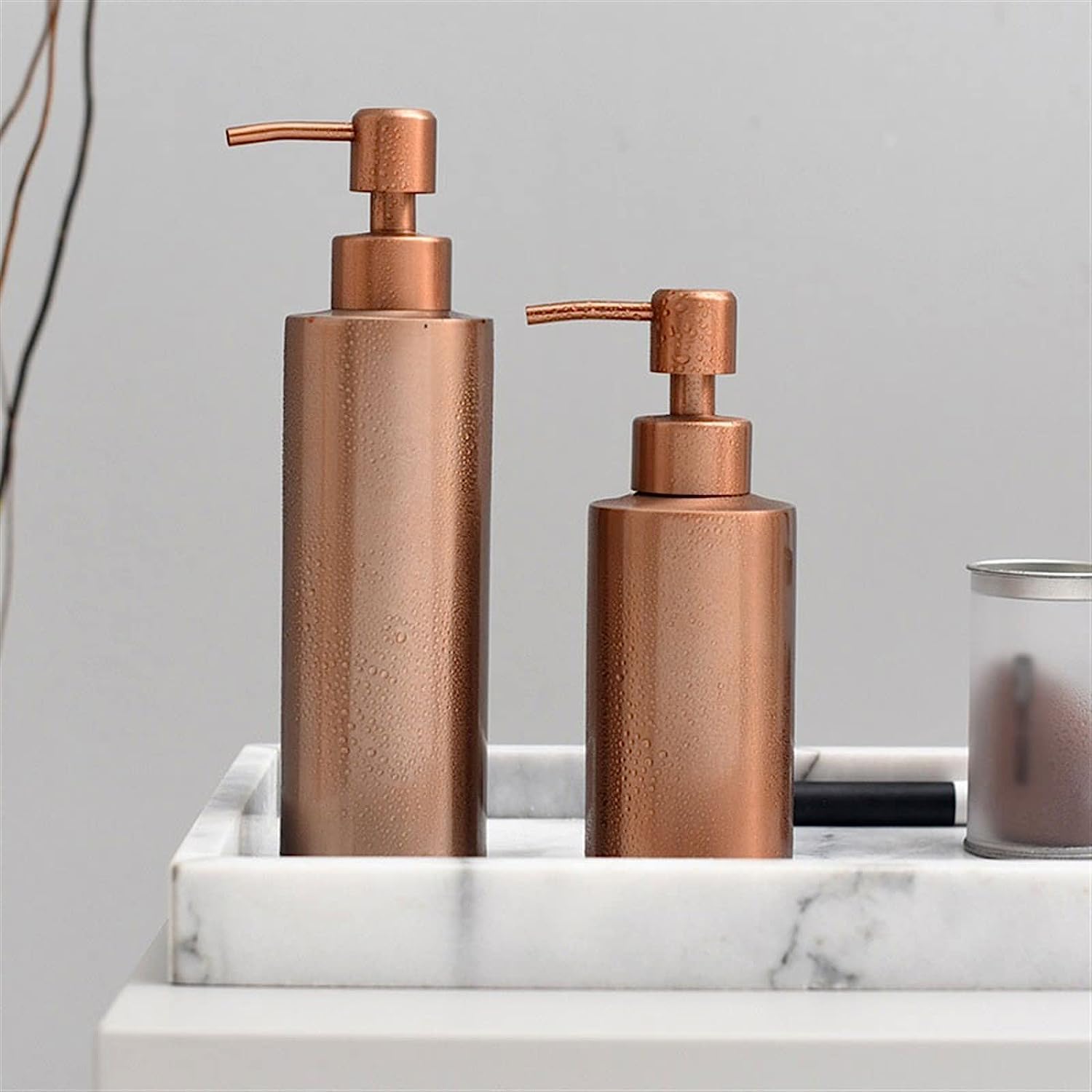 Dispensador de jabón de cerámica, botella de loción recargable, botella dispensadora de jabón, botella de loción de acero inoxidable 304 simple y moderna, botella de prensa de metal for baño, champú f