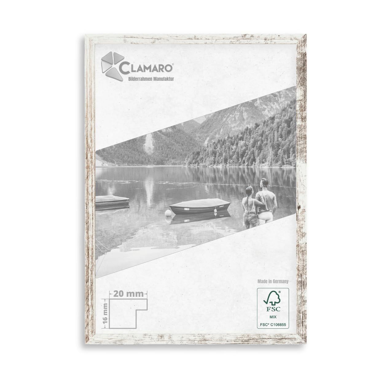 CLAMARO 'COLLAGE 20' Bilderrahmen 56x76 Handgefertigt Nach Maß | Eiche Catania | Moderner 20 Mm Breiter Slim Design MDF Holzbilderrahmen Inkl. Acrylglas, Rückwand Und Aufhänger