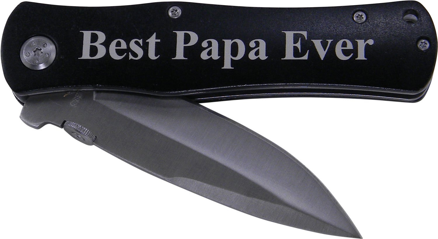 Best Papa Ever Folding Pocket Knife - Great Gift for Father's Day, Birthday for Dad, Grandpa, Grandfather, Papa (Black Handle)