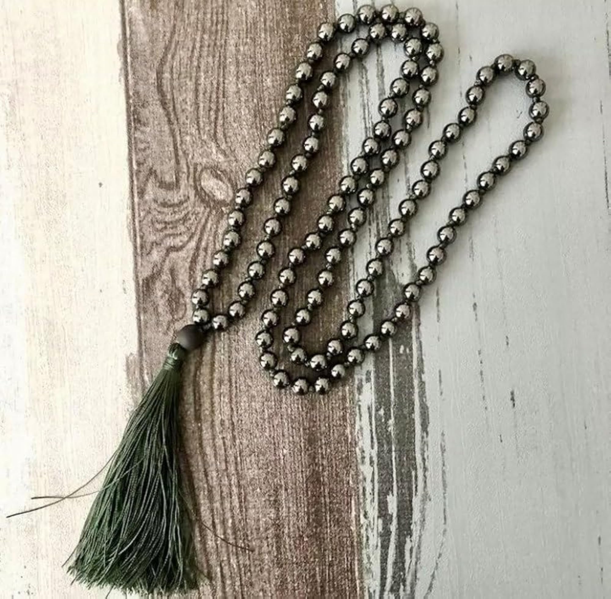 Natural Hematite 108+1 Beads Prayer Mala Necklace