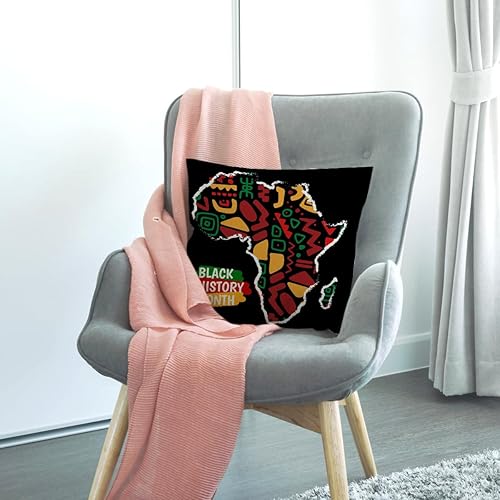 Miniatura 6 de Nepnuser Juego de 4 fundas de almohada del mes de la historia negra de 18 x 18 pulgadas, decoración afroamericana de febrero para cama, sofá,