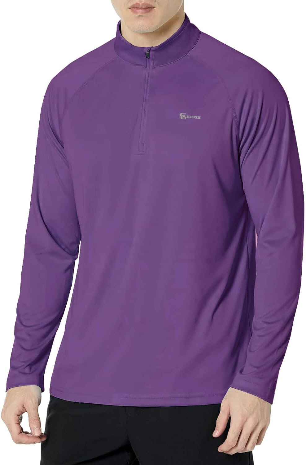 Men's UPF 50+ Rash Guard 1/4 Zip Stand Collar Swim Shirt Long Sleeve