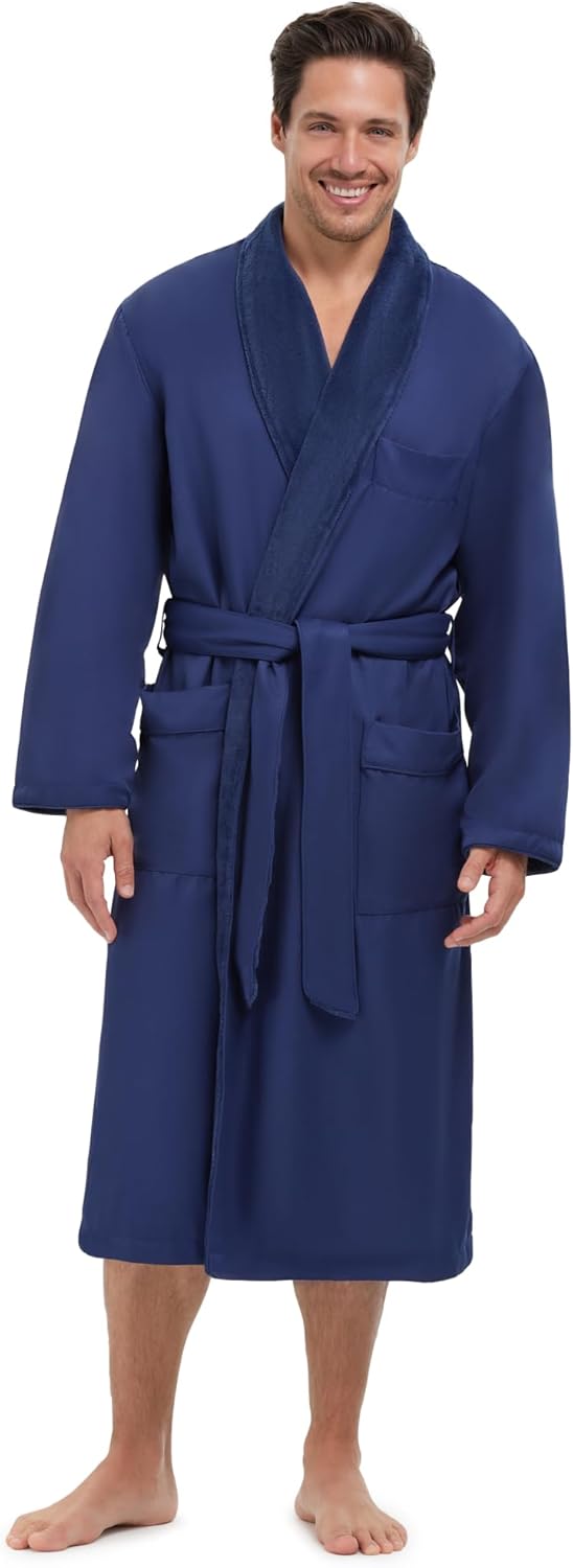 MONARCH Unisex Plush Lined Microfiber Bath Robe - Soft Shell with Polyester Lining, Resort-Grade Hotel & Spa Robe with Pocket