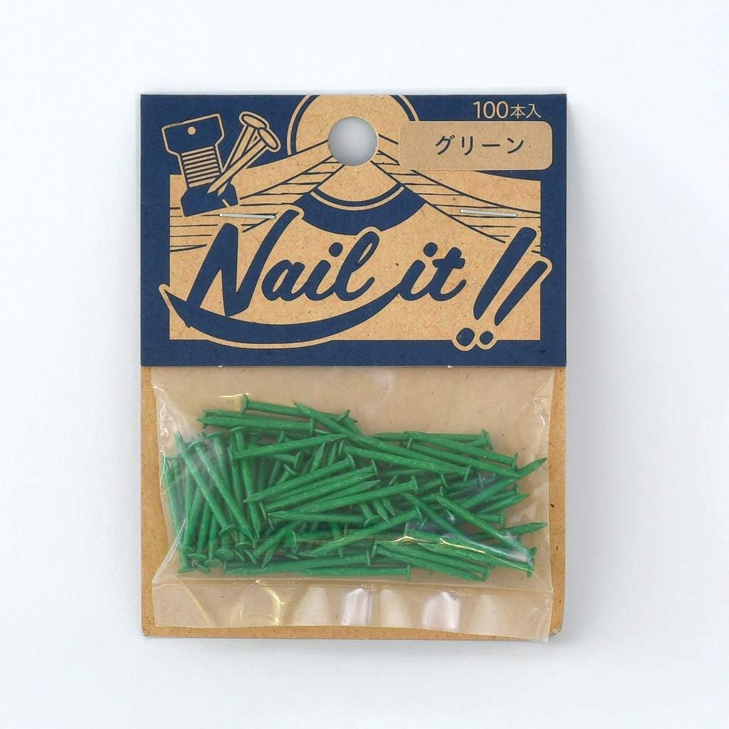 Wakaisangyou Nail it String Art Nail Bag Green Nail Size Length: 0.7 inches (19 mm) Thickness: #17 (Approx. Φ1.47 mm) 100 Pieces NF10017