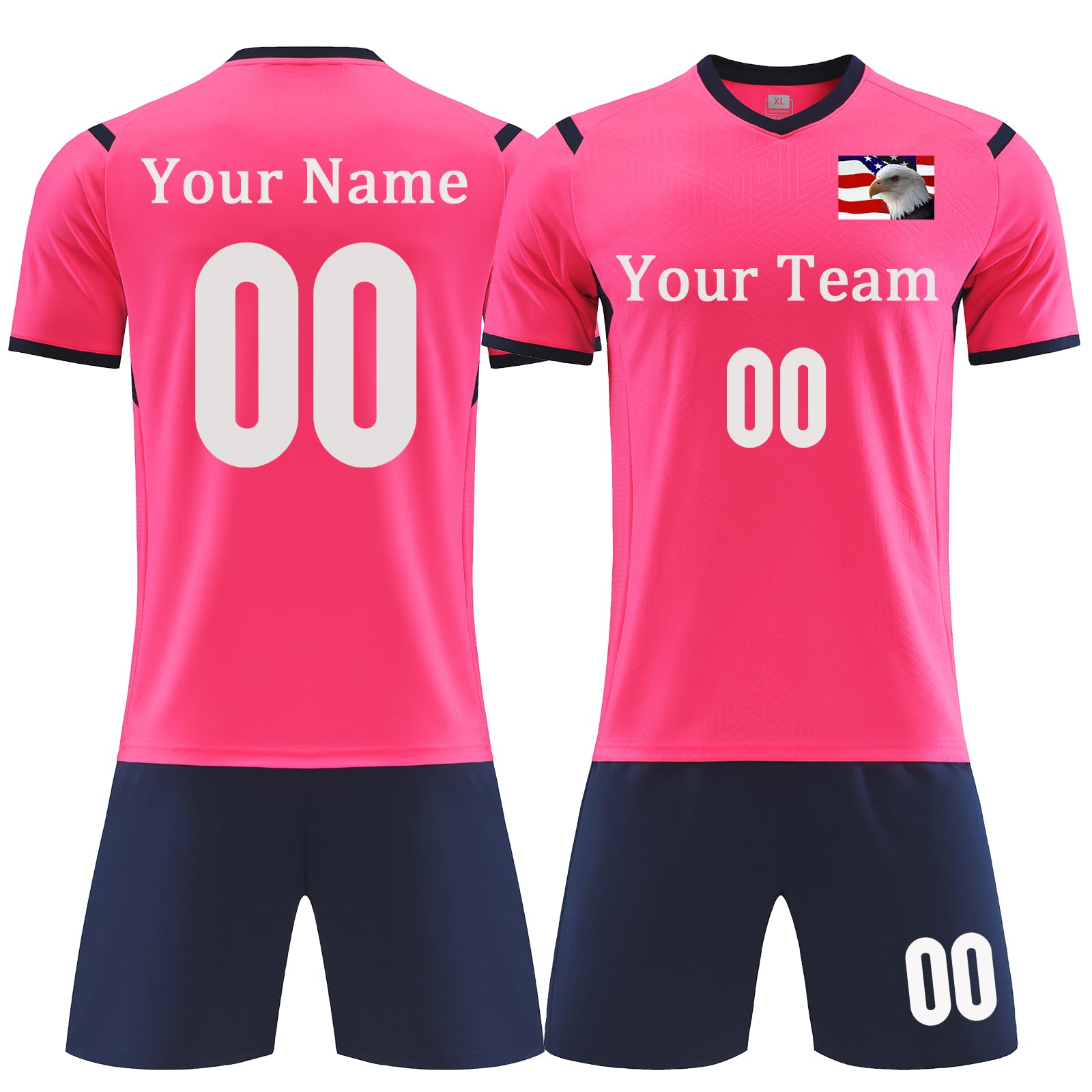Custom Soccer Jersey for Boys Men Personalized Soccer Shirt Sports Fans Print Name Logo Numbers for Women/Kids Pink