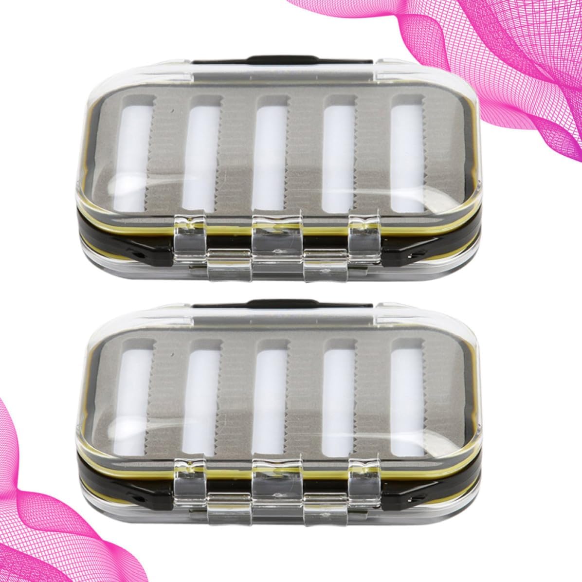 2pcs Waterproof Double Sided Pocket Size Fishing Fly Box Black image 4