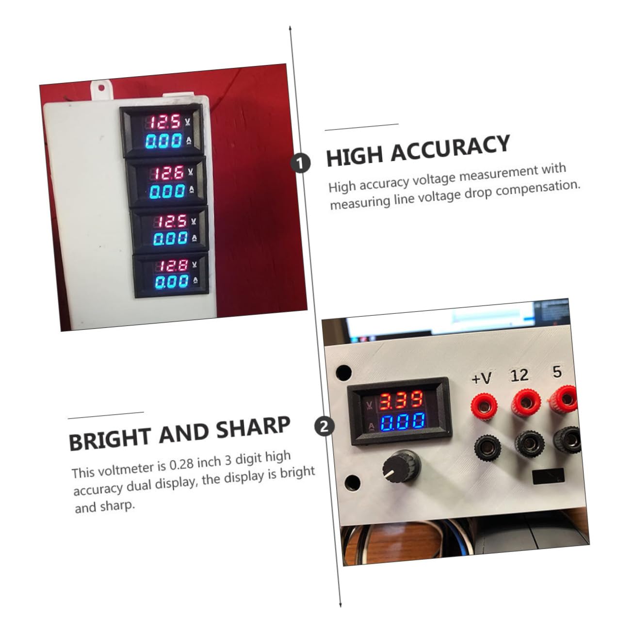 Zerodeko 5pcs Dc Car Digital Voltmeter Multimeter Digital Amp Volt Gauge Tester