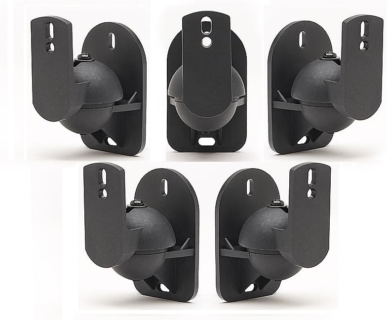 TechSol 5 Pack of Black Universal Speaker Wall Brackets
