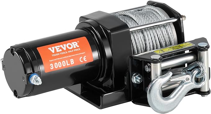 Cabrestante Eléctrico VEVOR 3000 lb 12V con Cable de Acero y Control Remoto miniatura 12