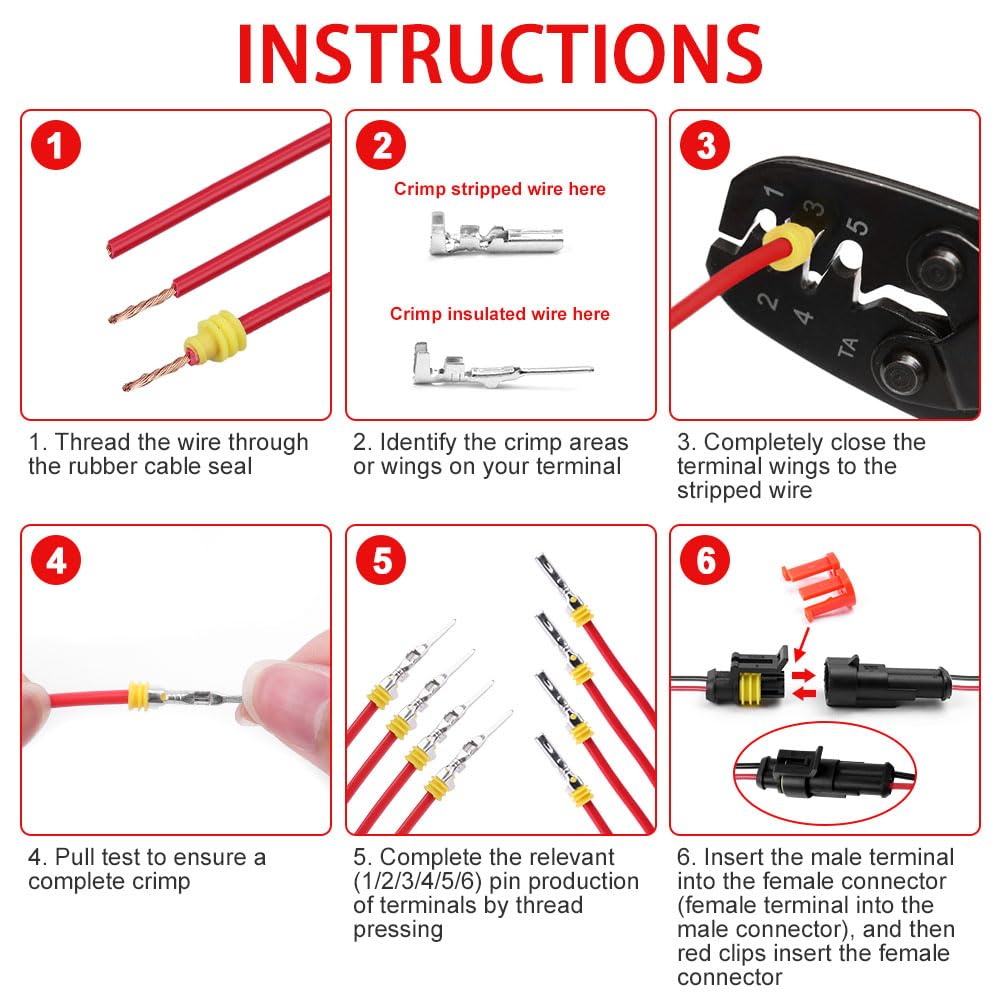 URAQT 730 Piezas Conector Electrico Impermeable para Coche, Conectores Sellado, 1/2/3/4/5/6 Pines Clavija Conector, Kit de Conector para Coche para Coche Scooter Camión Motocicleta Barcos