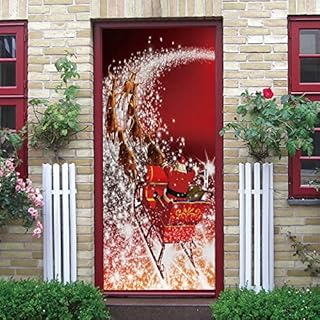 PSSR Autocollants de porte 3D Peintures murales de porte Décoller et coller Autocollants Rouge brillant Carreaux de miroir Décoration murale 85x215cm