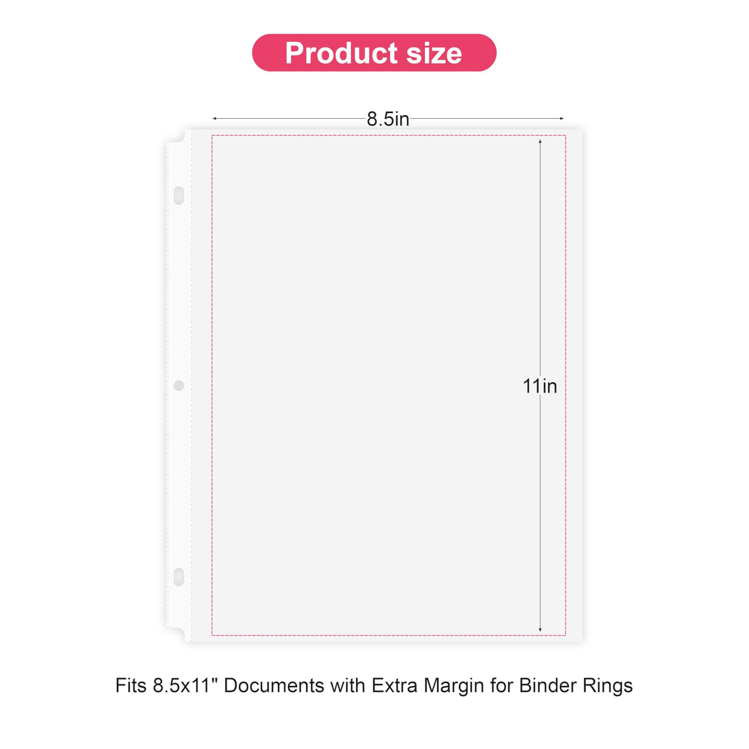Paquete de 100 protectores de hojas resistentes de 8.5 x 11 pulgadas, carga superior, sin ácidos e impermeables para fotos, certificados, escuela, oficina, documentos legales, registros médicos