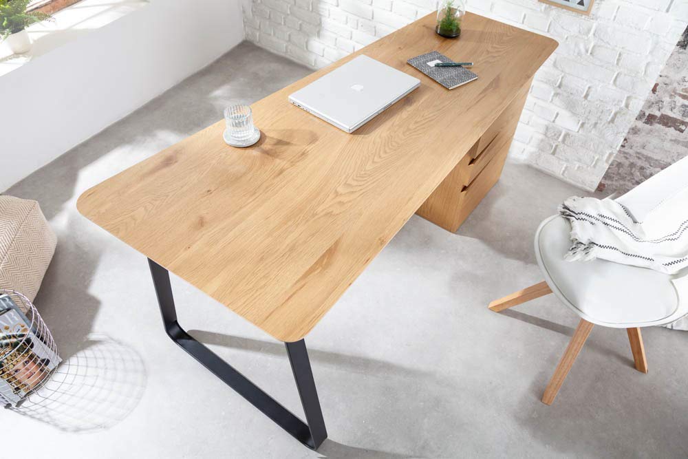 Riess Ambiente Industrial Schreibtisch Studio 160cm Eichenoptik mit 3 Schubladen Tisch Bürotisch Schminktisch