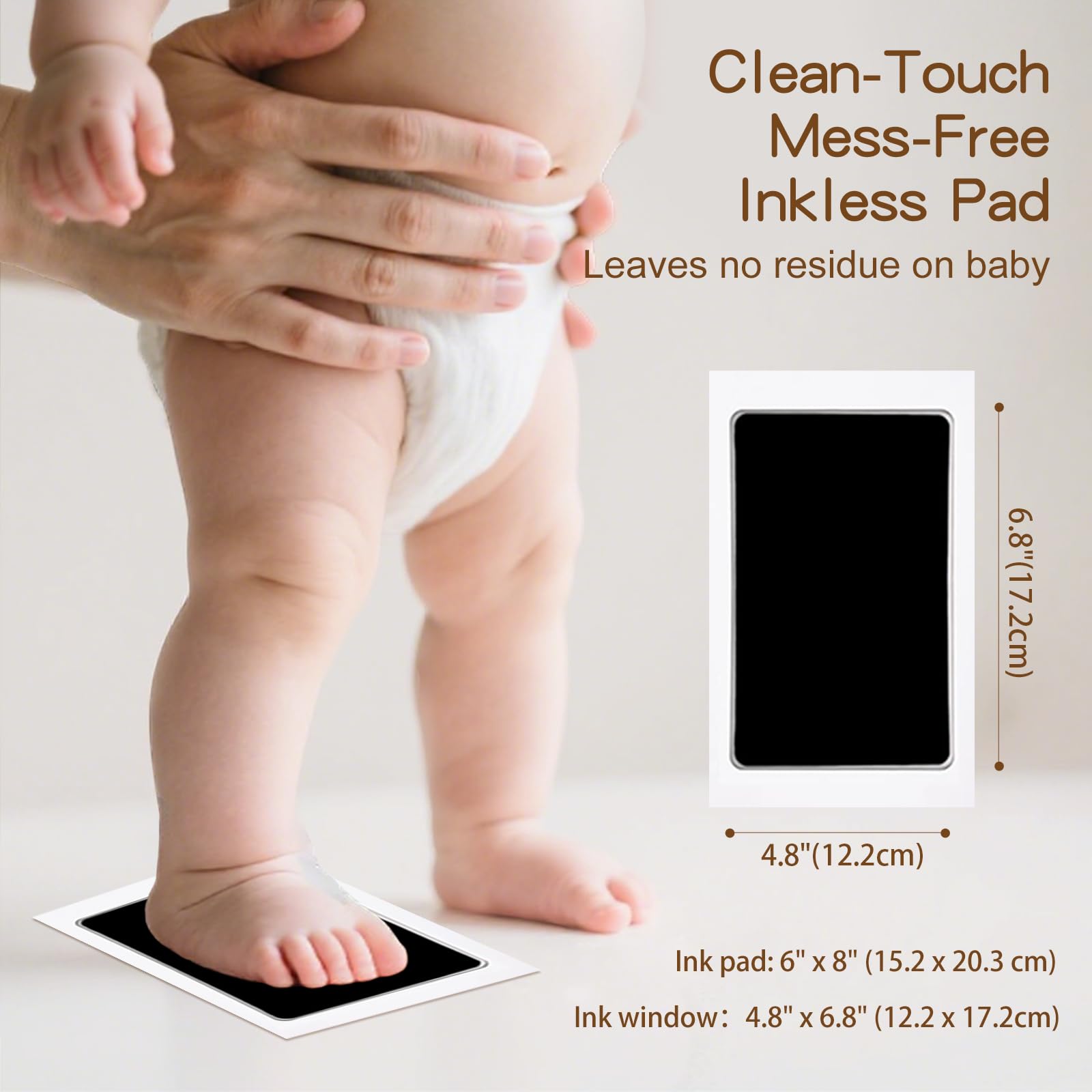 Jumbo-Baby-Hand- und Fußabdruck-Set, tintenlos, Clean Touch-Stempelkissen für Andenken, Fußabdrücke, Pfotenabdrücke, sauberes Stempelkissen für Neugeborene und Haustiere, mit 8 weißen Karten (Jet