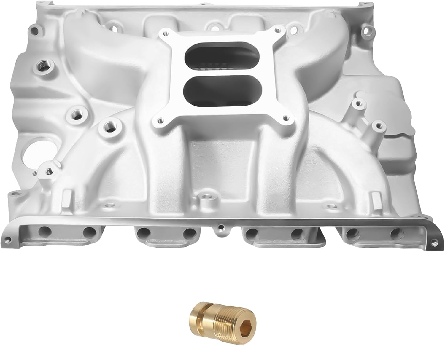 Engine Aluminum Dual Plane Intake Manifold W/Gaskets Compatible with Ford 332 5.4L, 352 5.8L, 360 5.9L, 390 6.4L, 406 6.6L, 410 6.7L, 427 7.0L, 428 7.0L