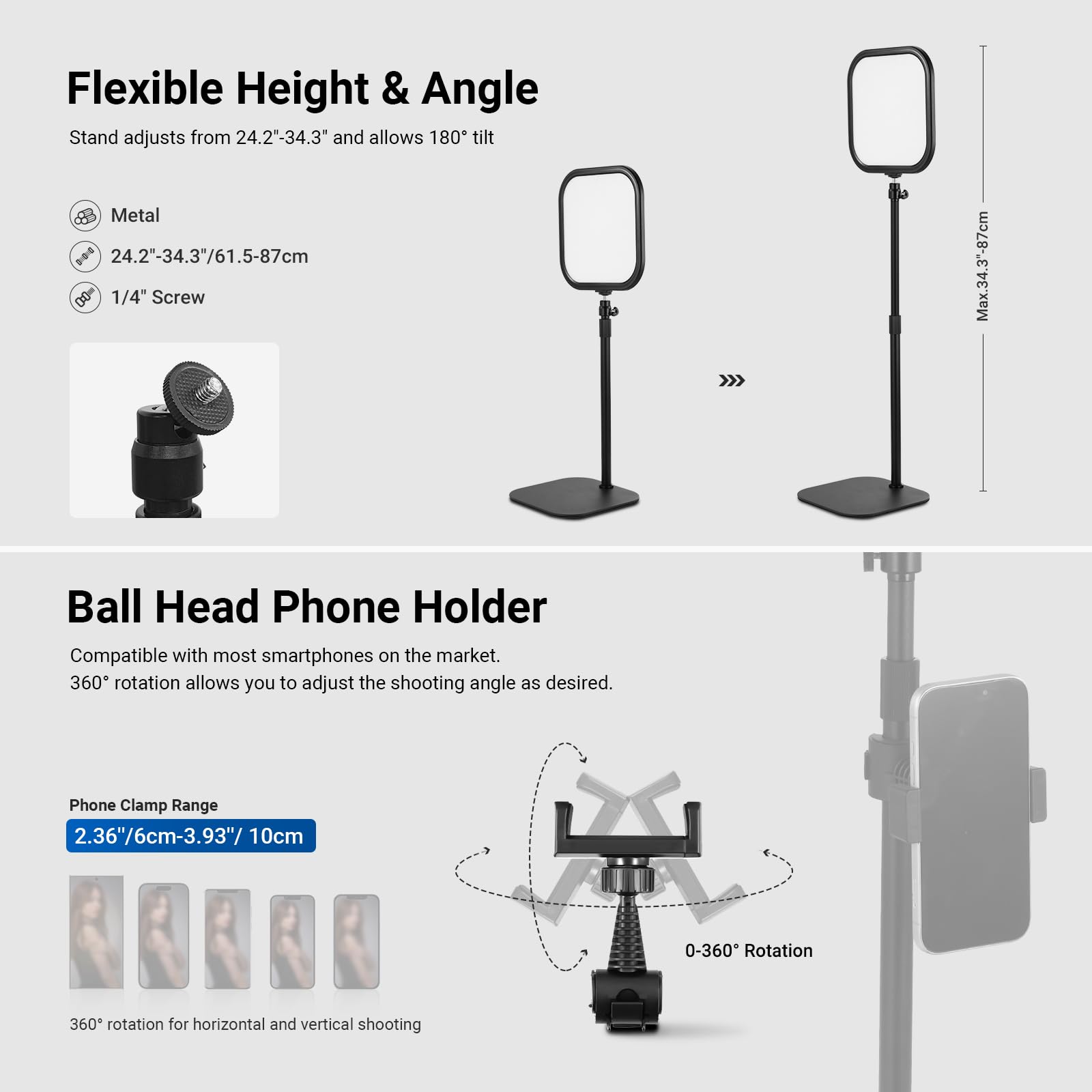 NEEWER Basics 10.8" Światło wideokonferencje Reflektor z uchwytem i wsparciem mobilnym, 15 W Bi Color Edge Lit Full Screen Desk Light CRI95+ do laptopa Kamera internetowa Zoom Calls Streaming