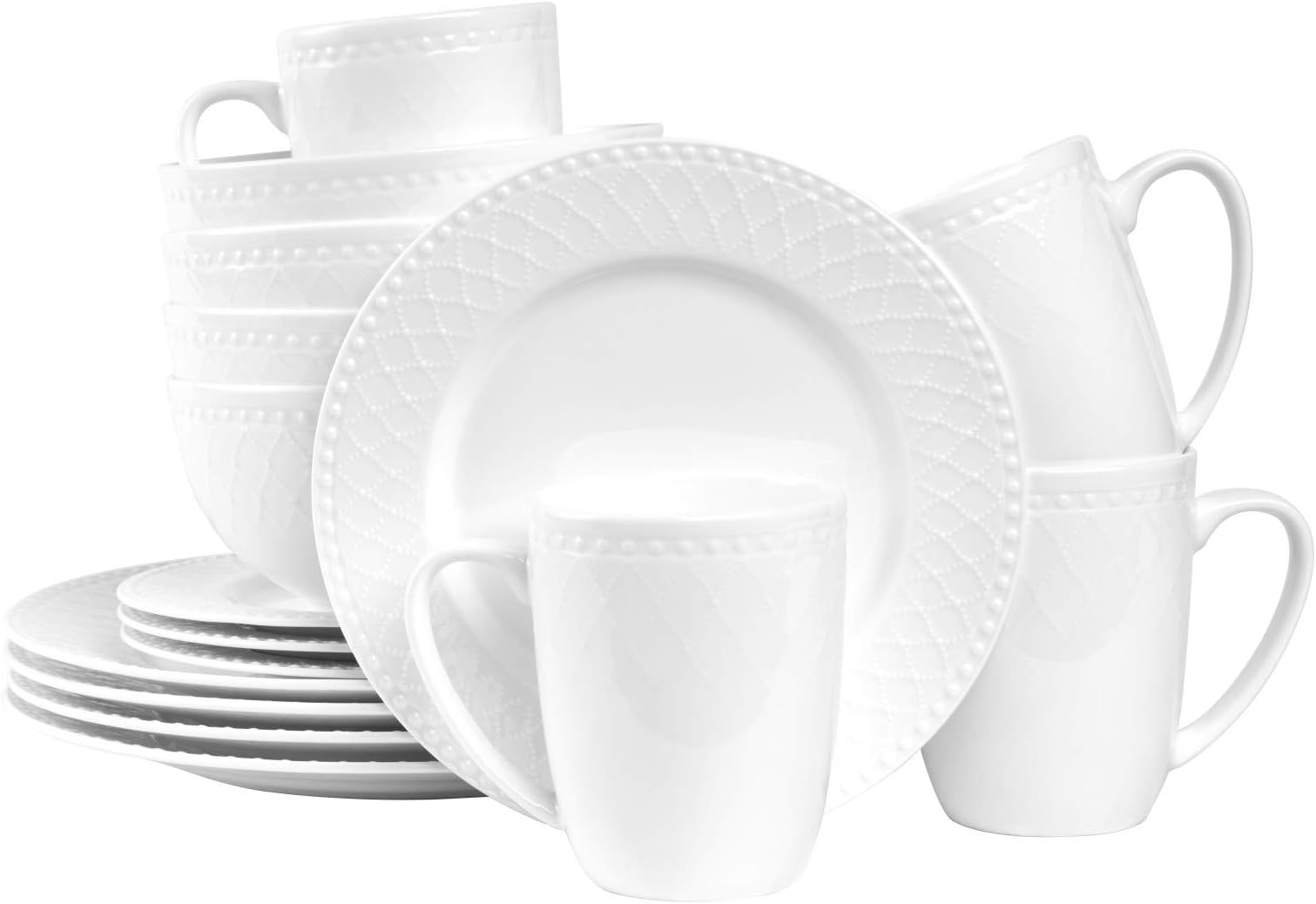 Otella Bone China Set, White, 16Piece by Tabletops