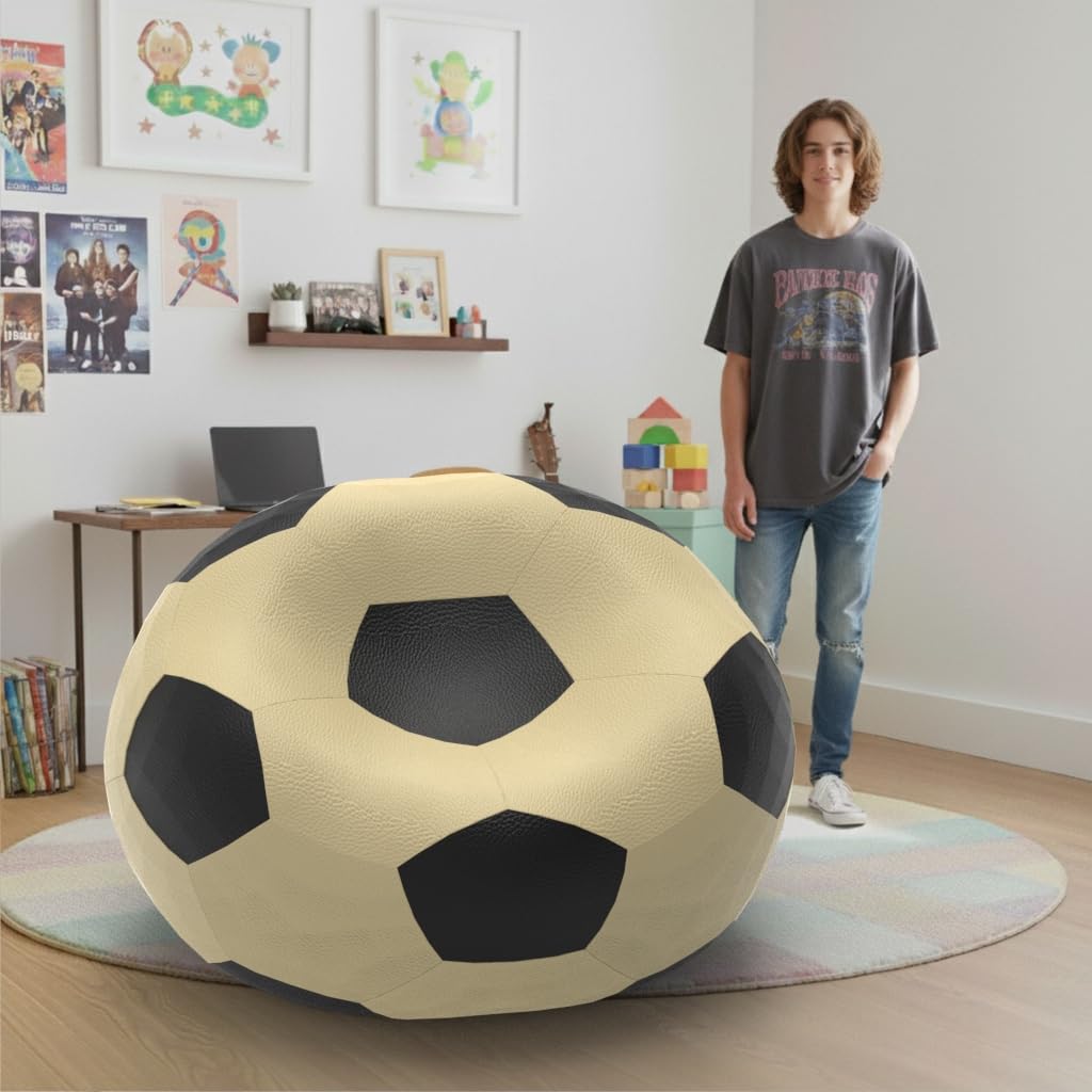 Bean Bag Chair Cover | Size: 2XL | Color: Cream Black | Without Beans | Premium Leatherette Cover (CMF 1586)-image-12