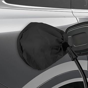 EV Charger Plug Port Cover, Car Charging Cover, Magnetic Adsorption Electric Car Charging Port Cover, Snow Sun Protection Waterproof Rainproof Charger Protection for All-Weather Use Black