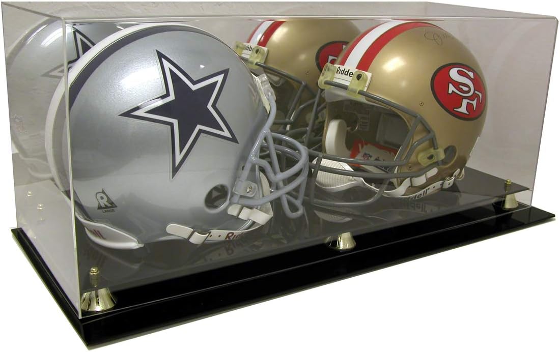 PolynexGeneric League General Football Helmet Full Size Double Mirrored Back and Gold Risers, Clear, One Size