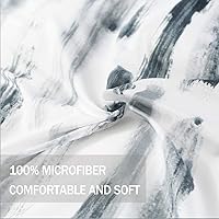 Vista 5 de Nanko Juego de funda de edredón de 3 piezas en blanco y negro, funda de edredón de plumón de microfibra de lujo con cierre de cremallera, lazos