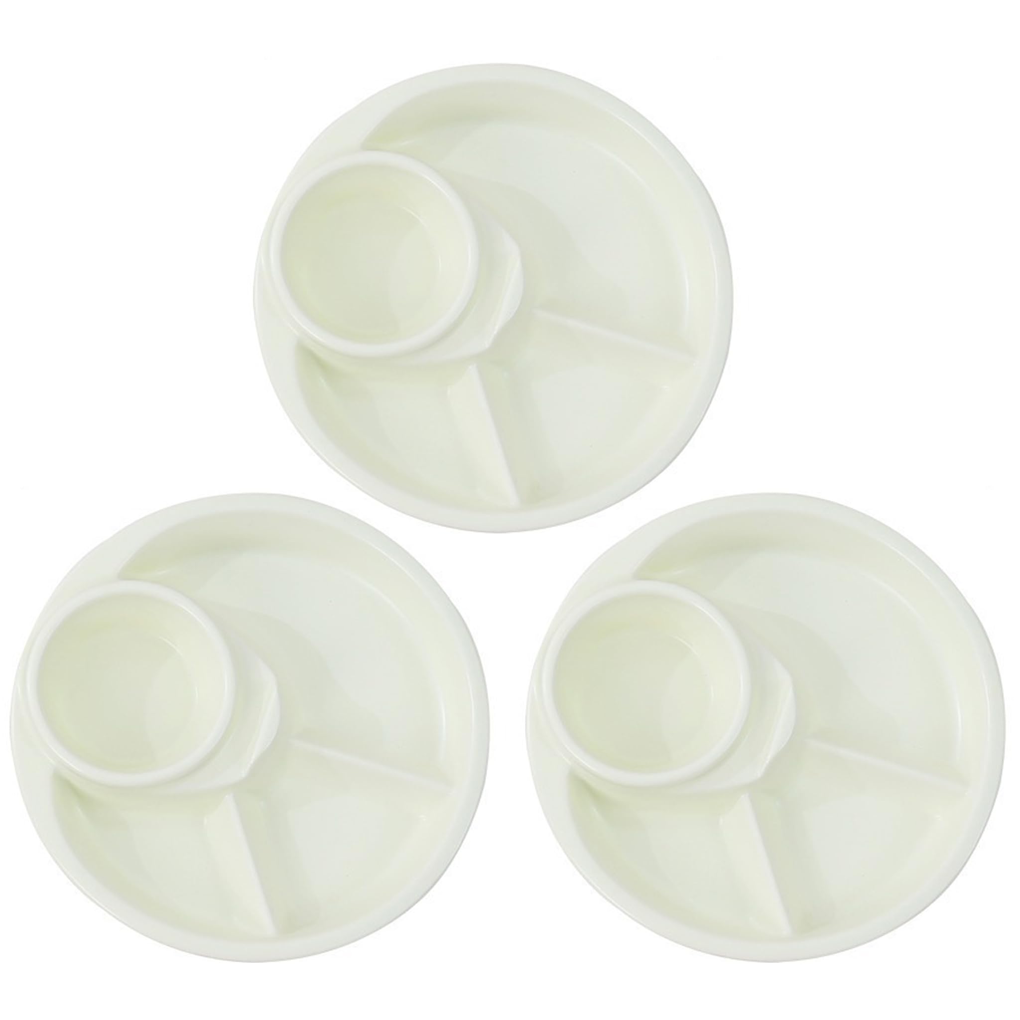 Striegro Portion Control Plates For Adults, 3 Pack Portion Control Plates For Adults, Plastic Divided Compartment, Dishwasher Safe, White..