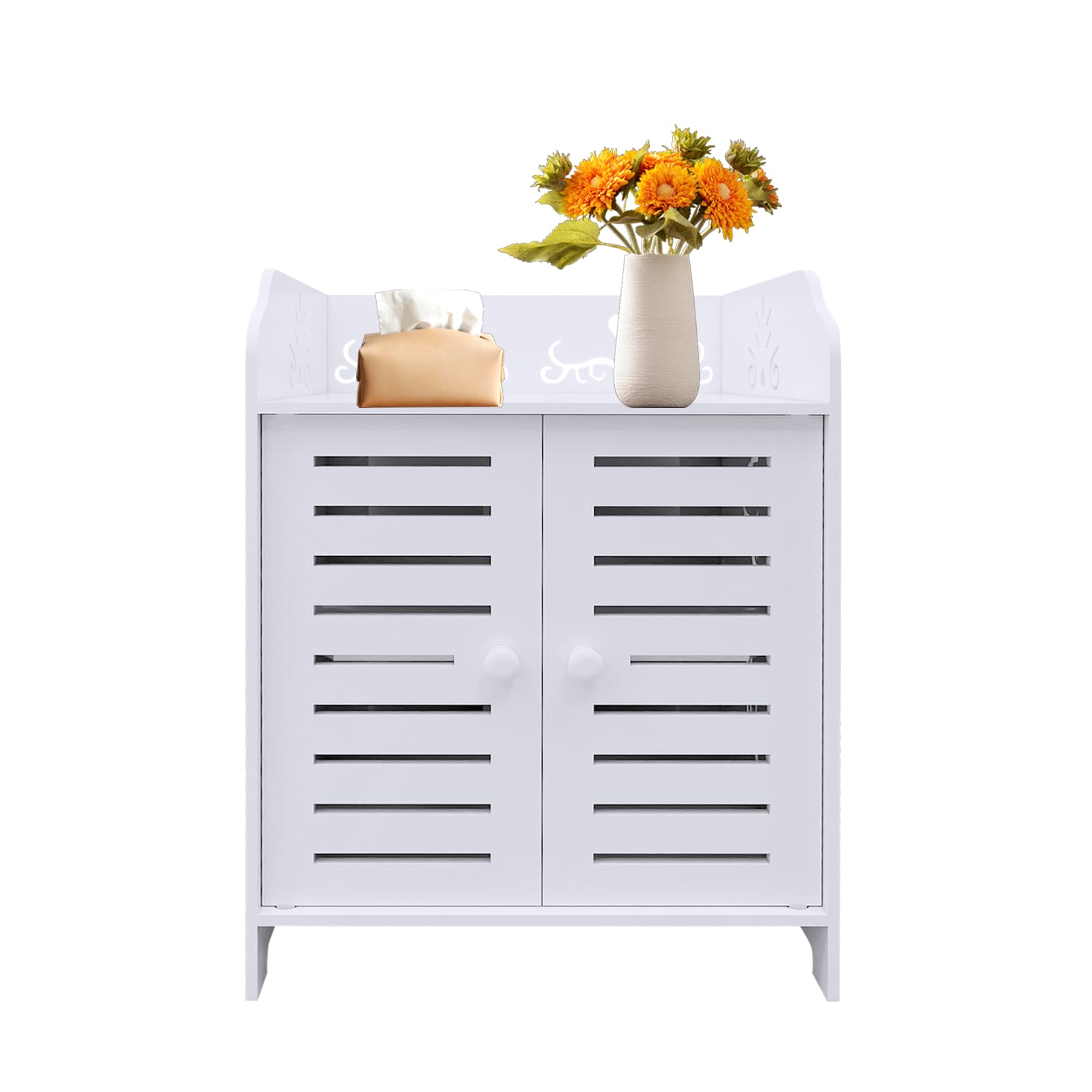 LANTUS Mobiletto portaoggetti per WC, mobile da bagno, supporto carta igienica con armadio e ripiani regolabili-40 x 35 x 53 cm (due livelli)