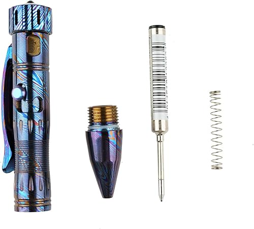 Miniatura 3 de MecArmy TPX10 Mini bolígrafo táctico de acción de perno de titanio con repuesto reemplazable, pequeño bolígrafo táctico EDC con cola giratoria para