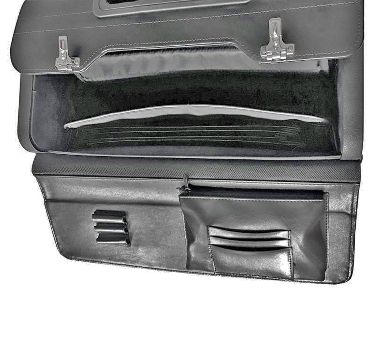 Pilotenkoffer Trolley Aktenkoffer Rindspalt-Leder Schwarz 46 cm