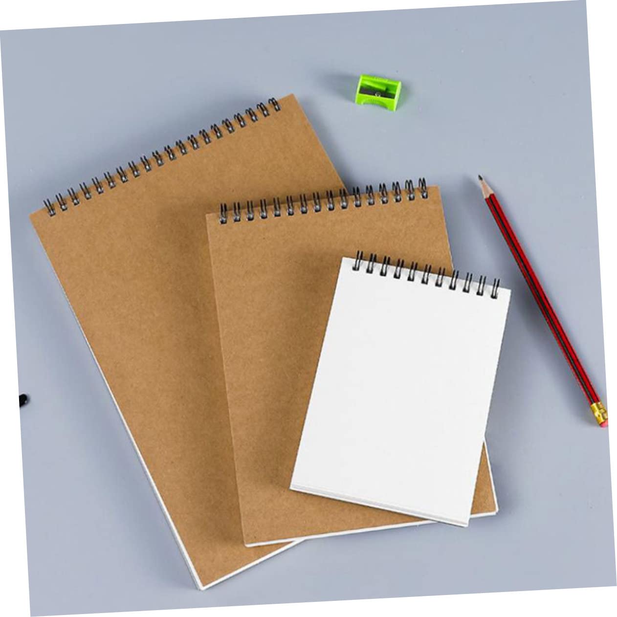 SEWACC Carnet de Croquis à Spirale Khaki, 2 Pièces, Pages Blanches