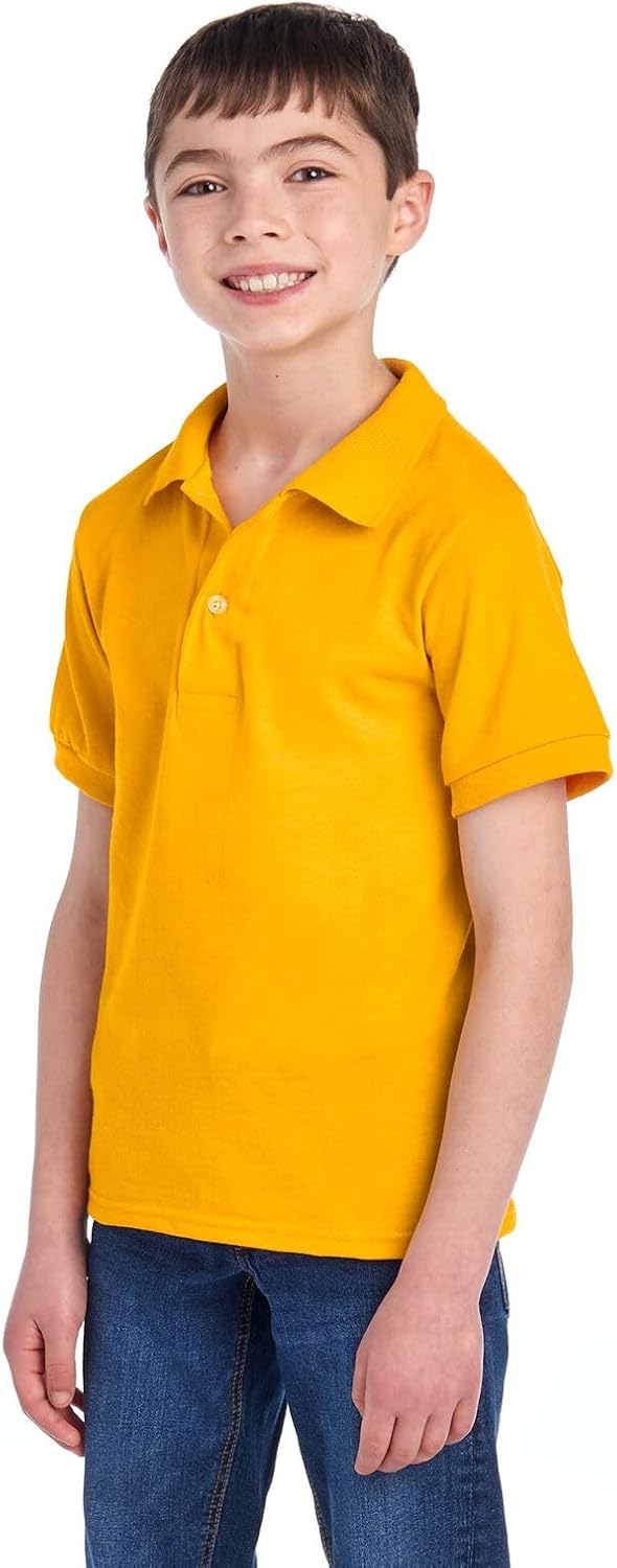 Jerzees Boys' Youth Short Sleeve Polo Shirts, Cotton Blend, Two Button Closure, Regular Fit, Sizes S-XL