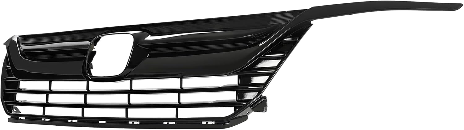 HECASA Front Grille+Headlight Eyelid Molding Compatible with 2018-2020 Honda Odyssey Bumper Grill Assembly Black Plastic Painted Replacement for HO1200232 71121THRA01